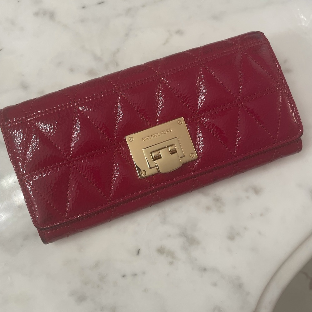 Michael Kors glossy red wallet